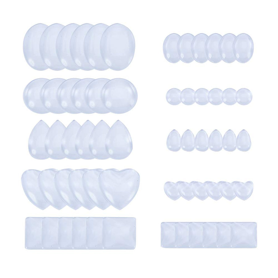 PandaHall Elite 60 Pcs Half Round Flat Back Clear Glass Dome Tile Cabochon 10 Styles for Photo Pendant Craft Jewelry Making