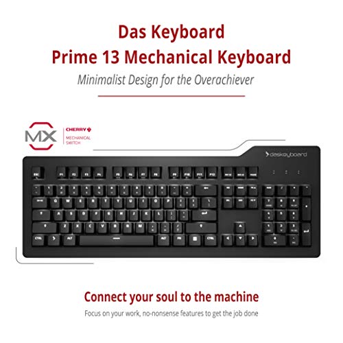 Prime 13 Backlit Wired Mechanical Keyboard, Cherry MX Brown Mechanical Switches, Clean White LED Backlit Keys, USB Pass-Through, Aluminum Top Panel (104 Keys, Black)