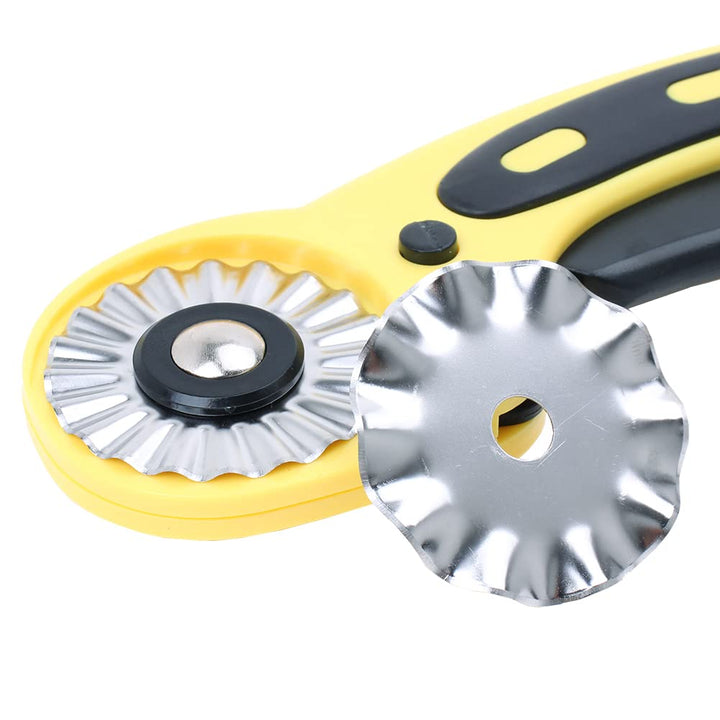 45mm Rotary Cutter Set with 9 Pack Replacement Rotary Blades Skip Rotary Blades Pinking Rotary Blades for Sewing Fabric Leather Quilting Cutter Paper Perforating Tool