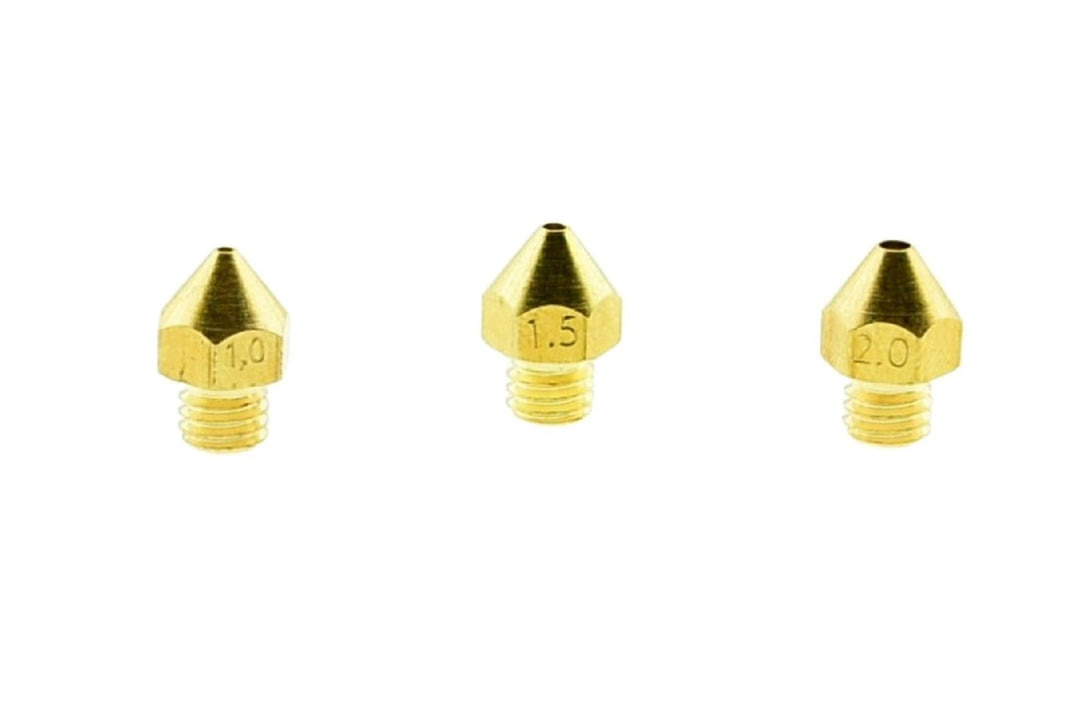 3qty 3D Printer Larger Size Brass Extruder Mk7 Mk8 Nozzles 1.0mm 1.5mm for 1.75mm Filament 2.0mm for 3.0mm Filament