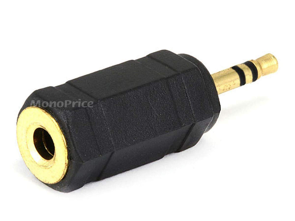 2.5mm TRS Stereo Plug to 3.5mm TRS Stereo Jack Adapter - Gold Plated, Black