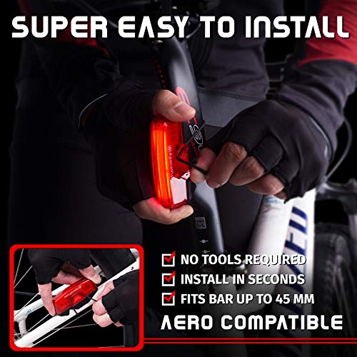 Bike Tail Light USB Rechargeable by Apace - Super Bright 100 Lumens LED Bicycle Rear Light Easily Clips on as a Red MTB Taillight for Optimum Cycling Safety