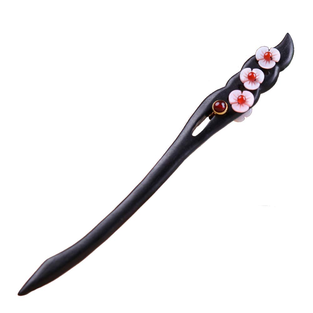 Wooden Hair Stick for Women Girl 7.08 Black Ebony Carved Hair Pins for Long Hair Handmand Hair Accessories for Buns (Model F)