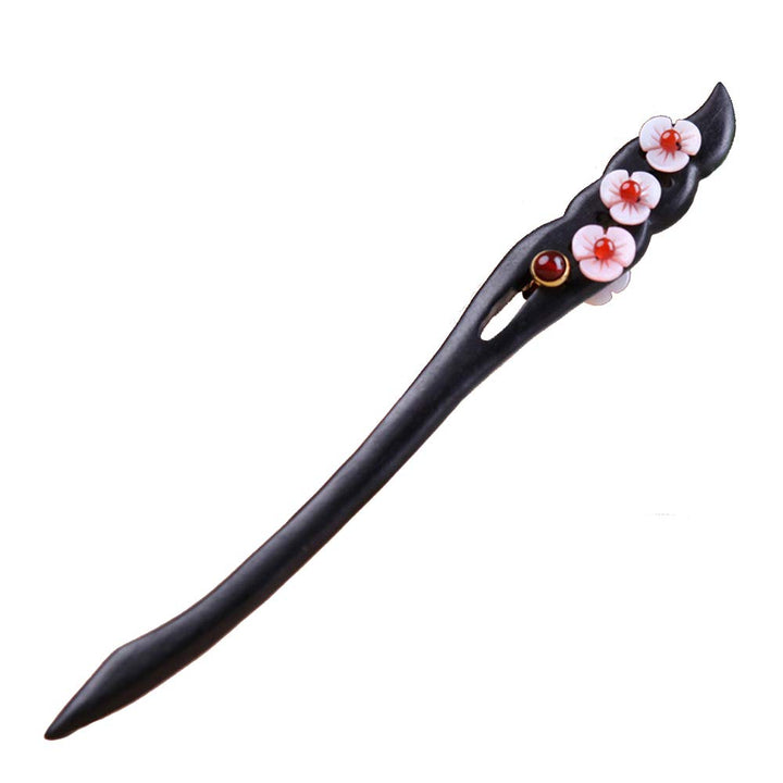 Wooden Hair Stick for Women Girl 7.08 Black Ebony Carved Hair Pins for Long Hair Handmand Hair Accessories for Buns (Model F)