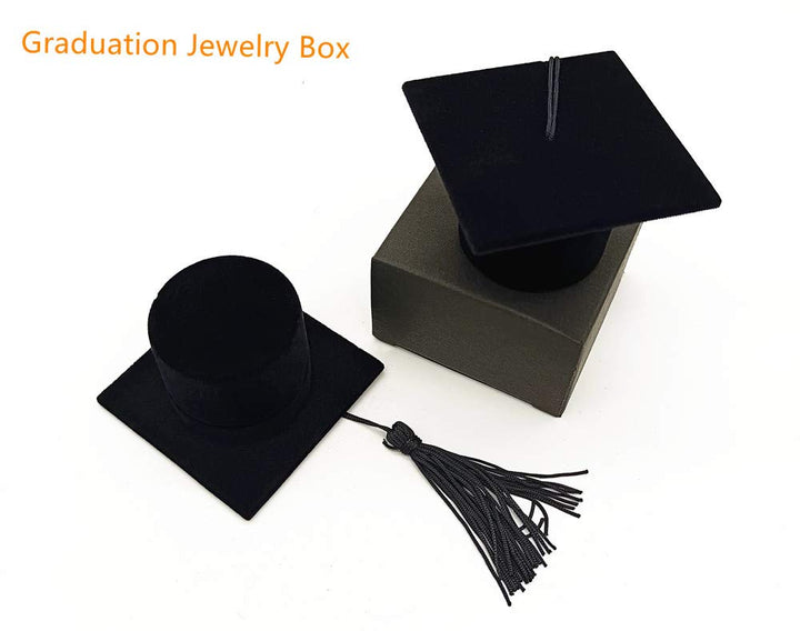 2sets Graduation Cap Shaped Creative Badge Storage Ring Earring Box Organizer Case Graduation Gifts for Celebration Graduation Ring Box