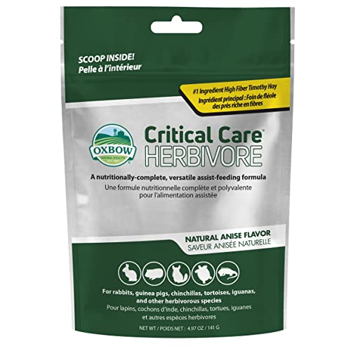 Critical Care Herbivore, Emergency Guinea Pig Food, Rabbit Food for Recovery, Natural Anise Flavor, Veterinary Formula, Critical Care for Guinea Pig Emergency Kit, 141 gram bag