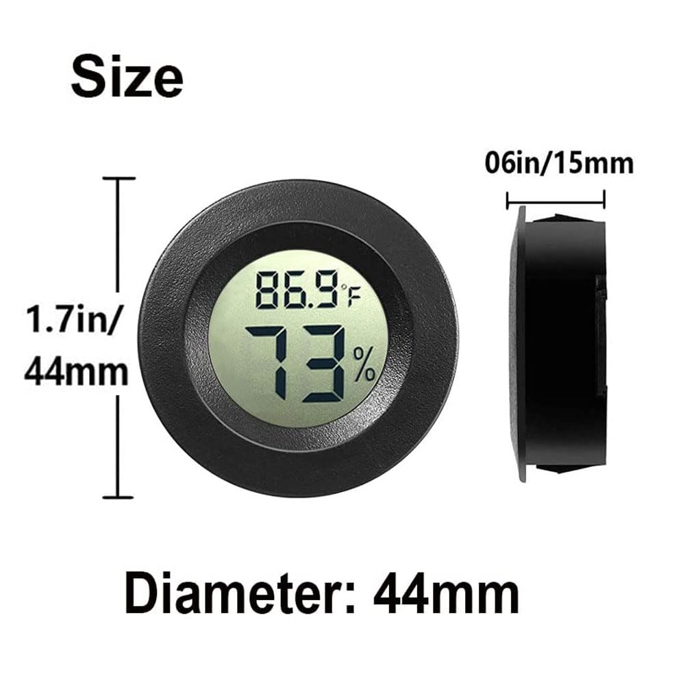 2 Pack Mini Digital Hygrometer Thermometer Gauge, Indoor Outdoor Temperature Humidity Meter for Greenhouse Humidors Incubators Reptile Terrarium Jars, Fahrenheit () or Celsius() (2)