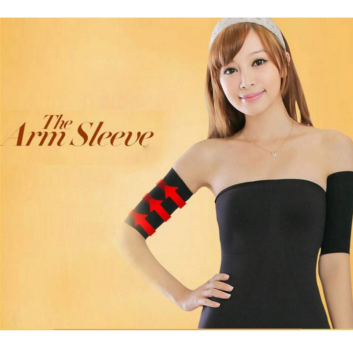 1 Pair Black Slimming Arm Sleeves Elastic Compression Arm Shapers for Women Weight Loss Post Surgical Compression Sleeves