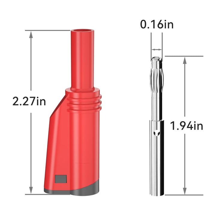 4mm Stackable Shrouded Banana Plugs Safety Fully Insulated Solderless Screw Fixation DIY Connectors Red Black
