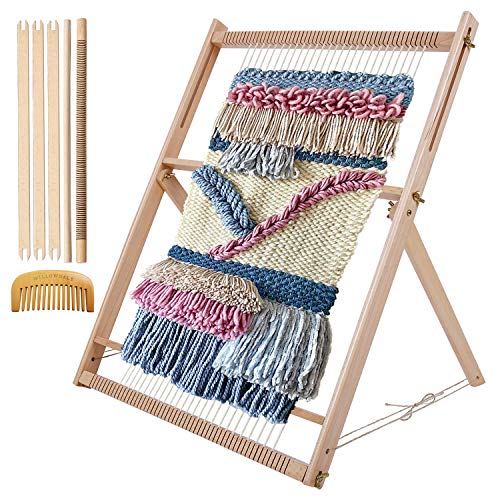 25.2 H x 19.3 W Weaving Loom with Stand Wooden Multi-Craft Weaving Loom for Adults, Métier à Tisser, Extra-Large Frame, Metier A Tisser Pour Adulte, Weaving Frame Loom for Beginner