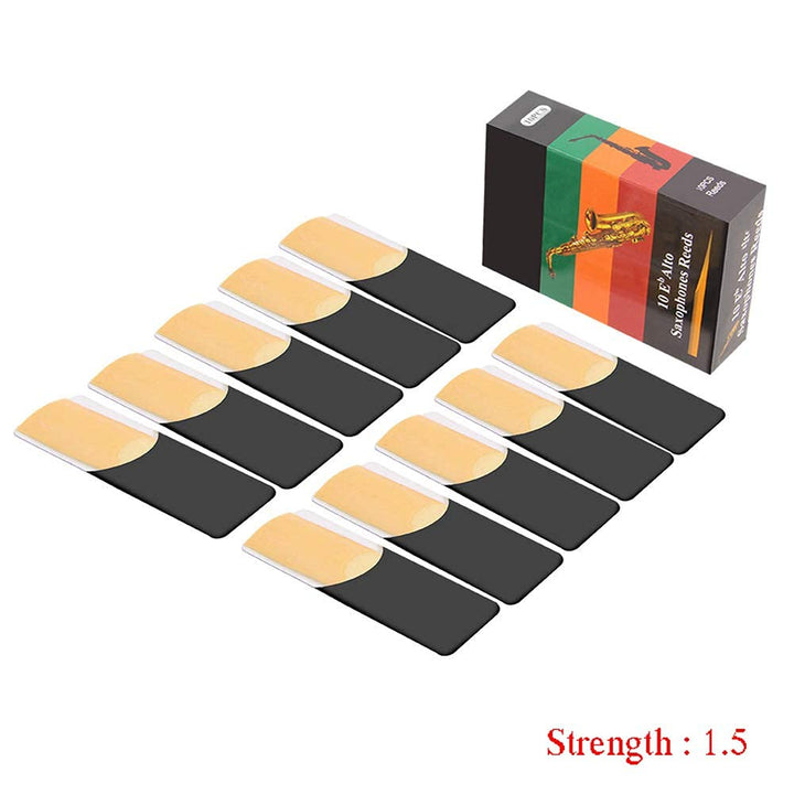 10pcs Alto Saxophone Reeds,Alto Eb Saxophone Reeds Lade Reed Strength 1.5 for Alto Sax Saxophone