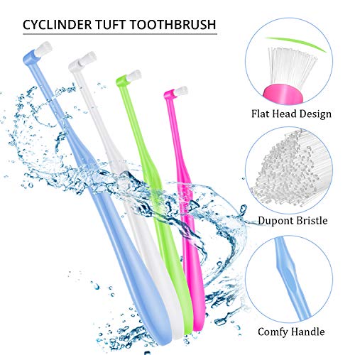6 Pieces Tuft Toothbrush Tufted End-tuft Soft Trim Single Compact Interdental for Detail Cleaning Tapered Brush(Cyclinder Brush)
