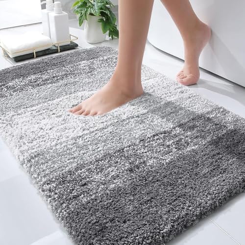 Bathroom Rugs Mat 30x20, Extra Soft Absorbent Microfiber Bath Rugs, Rubber Backing, Quick Dry, Machine Washable Bath Mats for Bathroom Floor, Tub, Shower and Home Decor Accessories, Grey