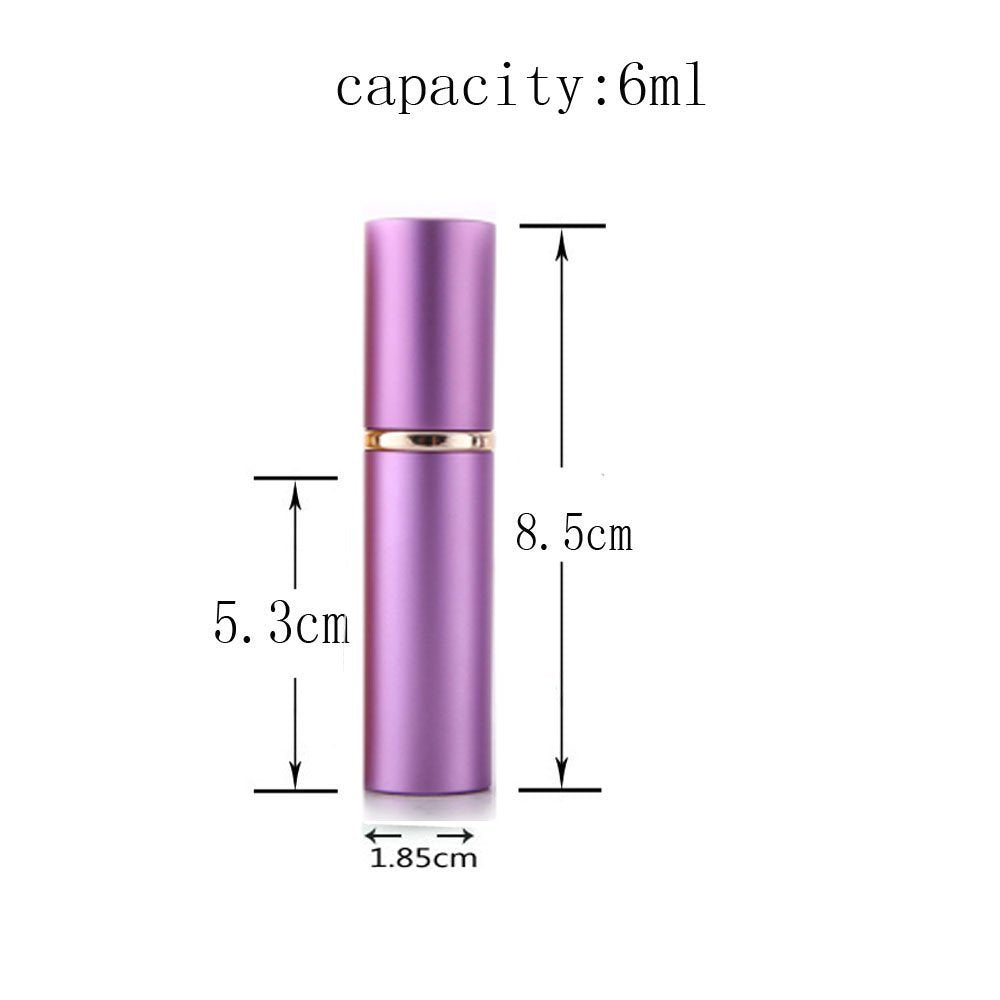 6pcs 6ml Portable Mini Refillable Perfume Scent Aftershave Atomizer Empty Spray Bottle with 2 Funnel Filler for Travel Purse