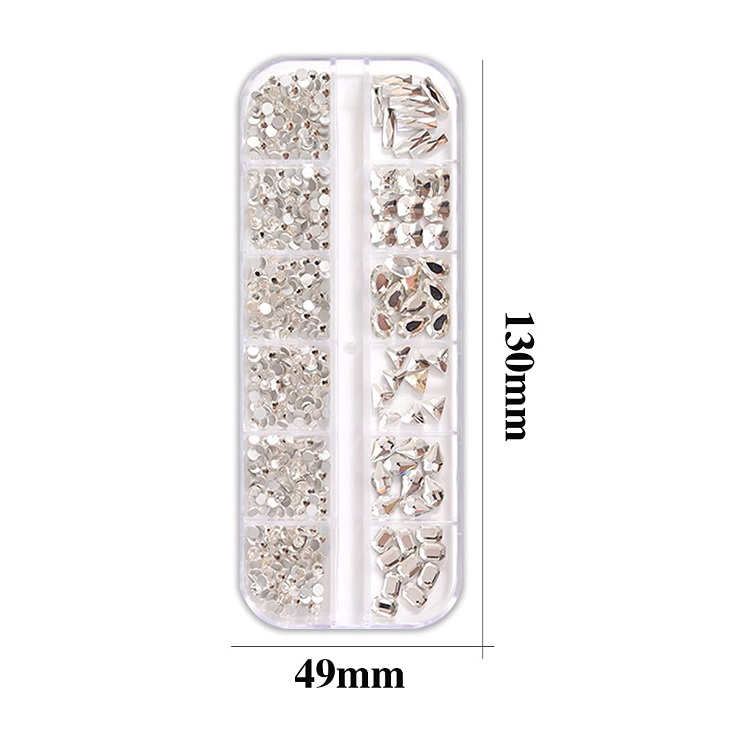 2 Box Flat Back Big Nail Crystals Rhinestones Gems For Nails Ab Rhinestones Nails Crystals And White Clear Nail Rhinestones Set With Nail Tweezers And Pencils Kit For Girls Women