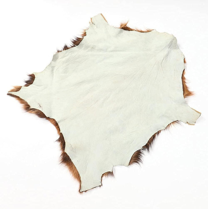 2PCS Real Goatskin Hide Fur Pelts Goat Skin Leather Goat Hide Home Decor Design Hunting Ornament Floor Wall Exhibit Display for DIY Clothing Sheepskin Fur Rug Exotic (Approx 21x15in)