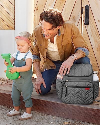 Diaper Bag Backpack: Forma, Multi-Function Baby Travel Bag with Changing Pad & Stroller Attachment, Grey