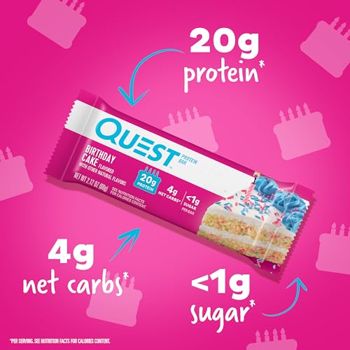 Birthday Cake Protein Bars, High Protein, Low Carb, Gluten Free, Keto Friendly, 12 Count