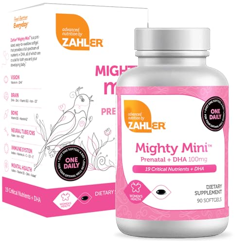 Mighty Mini Prenatal Vitamin with DHA & Folate - Certified Kosher - All Natural Prenatal Vitamins - Multivitamin for Pregnant Women - 19 Prenatal Vitamins Including Folic Acid (90 Softgels)