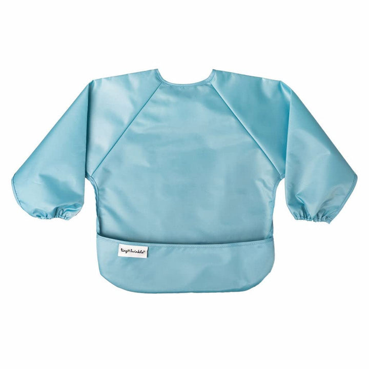 Mess Proof Baby Bib, 2 Pack Full Sleeve Bib Outfit, Waterproof Bibs for Toddlers, Machine Washable, Tug Proof Closure, Baby Smock for Eating, Long Sleeve (Slate Olive, Small 6-24 Months)
