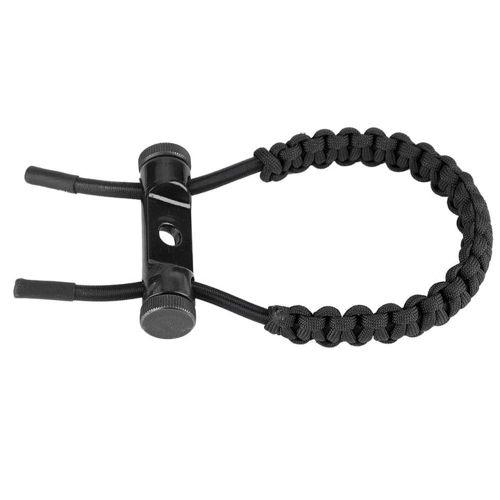 Bow Wrist Sling, 1Pc Archery Adjustable Compound Wrist Rope Durable Leather Braided Cord Rope Hunting Accessory (Black)