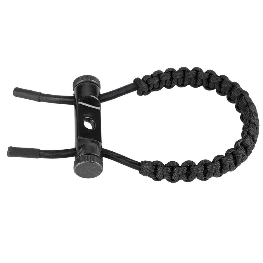 Bow Wrist Sling, 1Pc Archery Adjustable Compound Wrist Rope Durable Leather Braided Cord Rope Hunting Accessory (Black)