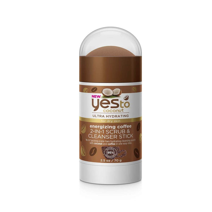 Coconut Coffee 2-In-1 Scrub & Cleanser Stick, Exfoliating & Cleansing Formula To Wash Away Dirt & Grime While Packing A Hydration Punch With Coconut Oil, Natural Vegan & Cruelty Free, 2.5 Fl Oz