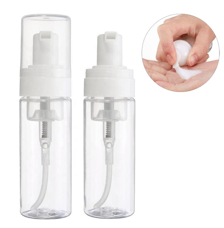 3Pcs 100ML 3.4oz Empty Clear Plastic Press Foaming Soap Pump Dispensers Spray Bottle Containers with Atomizer for Soap Foam Lotion Bathroom Accessory