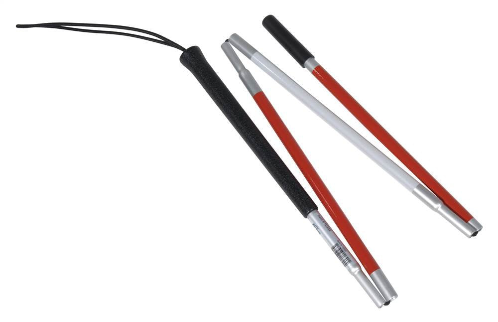 Deluxe Folding Blind Cane, Reflective Red