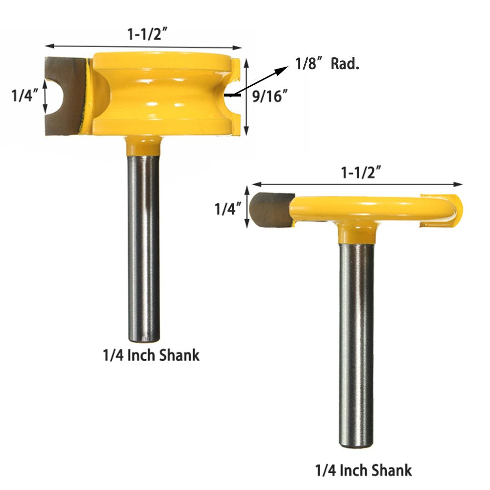 Yakamoz 1/4-Inch Shank Flute & Bead Canoe Joint Router Bit Set Carbide-Tipped Woodworking Milling Cutter