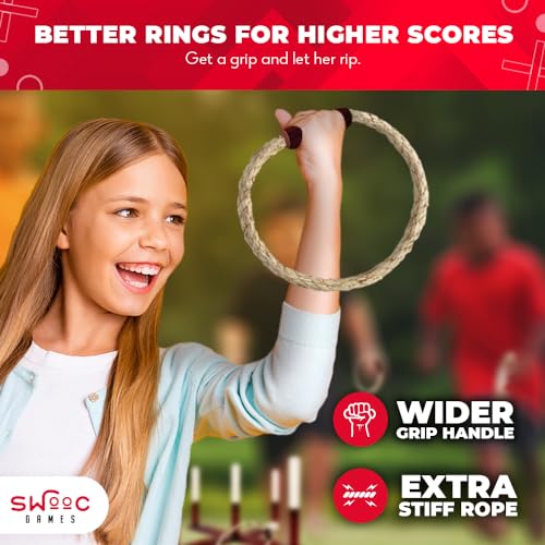 Games - Rustic Ring Toss Game (All Weather) - Easy Setup & Extra Games Included - Ring Toss Game for Adults - Outdoor Games for Kids - Yard Games for Adults - Ring Hook Game - Game Room Games