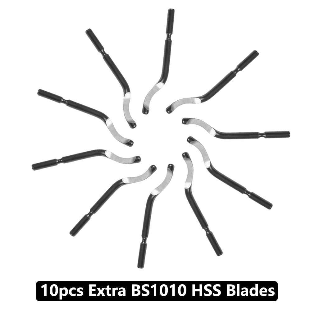 Saiper Deburring Tool Kit, NB1100 Handle with 10pcs Extra BS1010 HSS Blades- Hand Rotary Pipe Deburring Cutter for Cutting Deburrs Wood, Plastic, Copper, Aluminum and Steel