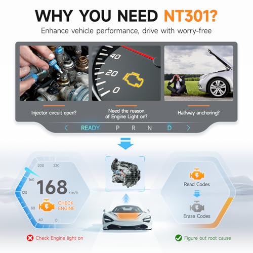 NT301 OBD2 Scanner Live Data Professional Mechanic OBDII Diagnostic Code Reader Tool for Check Engine Light