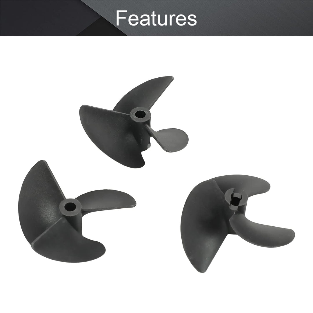 2Pcs 3 Blades CCW Propeller for Ship Model Rc Boat Propeller Model Black Plastic Paddle 55mm Diameter 40mm Pitch 4.8mm Hole Dia
