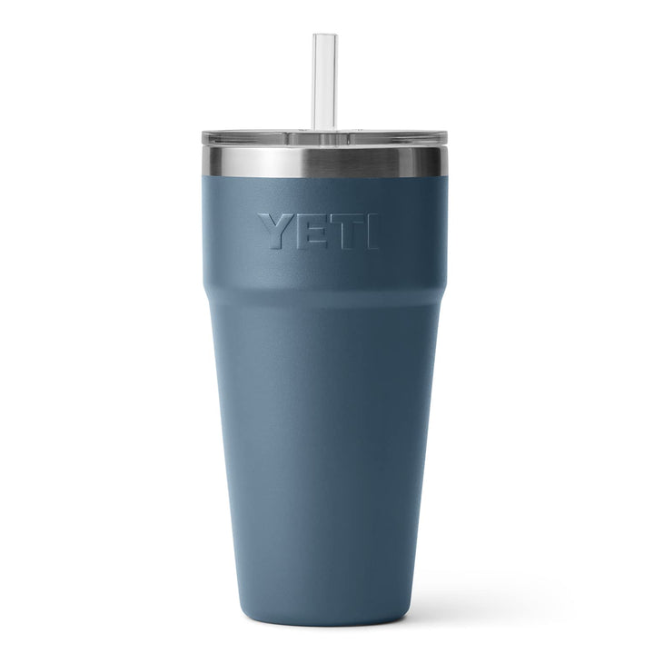Rambler 26 oz Straw Cup, Vacuum Insulated, Stainless Steel with Straw Lid, Nordic Blue