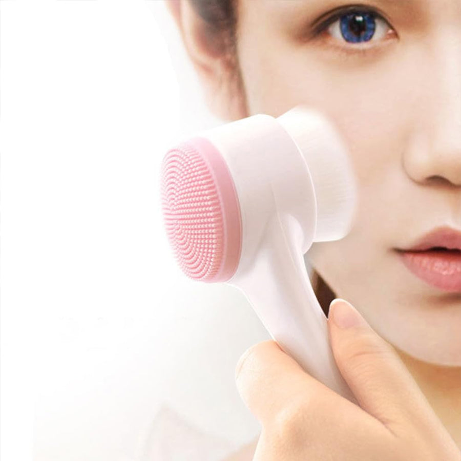 1 Pack Double-sided Cleansing Brush, Silicone Manual Cleansing, Deep Cleansing, for Pore Cleaning, Exfoliating, Blackhead Removal and Massage