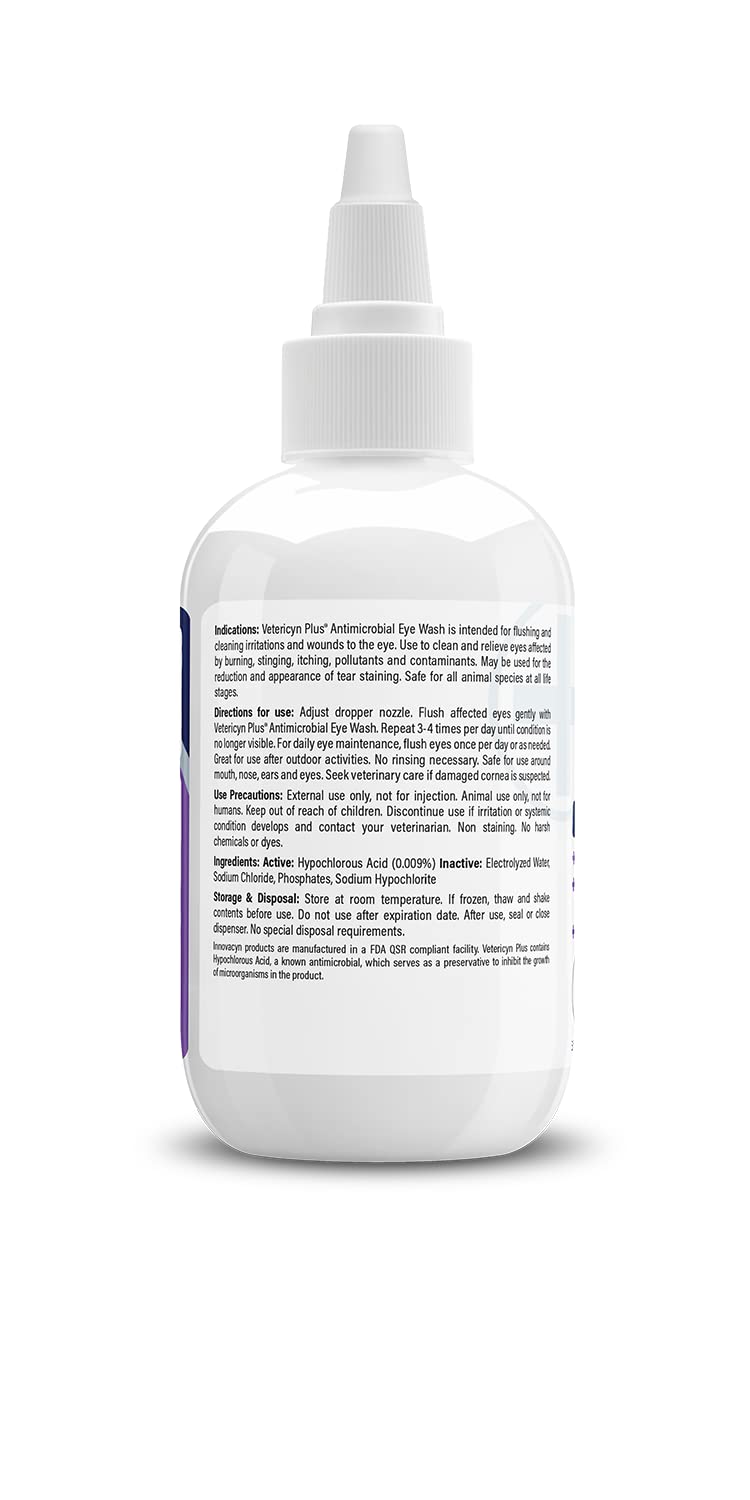 Plus Dog and Cat Eye Wash | Eye Drops for Dogs and Cats to Flush and Soothe Eye Irritations, Dog Tear Stain Cleaner, Safe for All Animals. 3 ounces