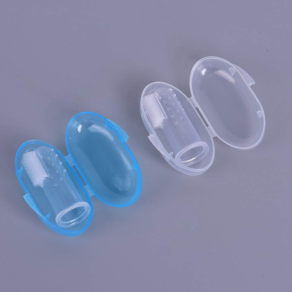 1 Pack Useful Baby Finger Toothbrush Soft Silicone Baby Training Toothbrush with Storage Box, Baby Teeth Cleaning Massage Oral Care (White)