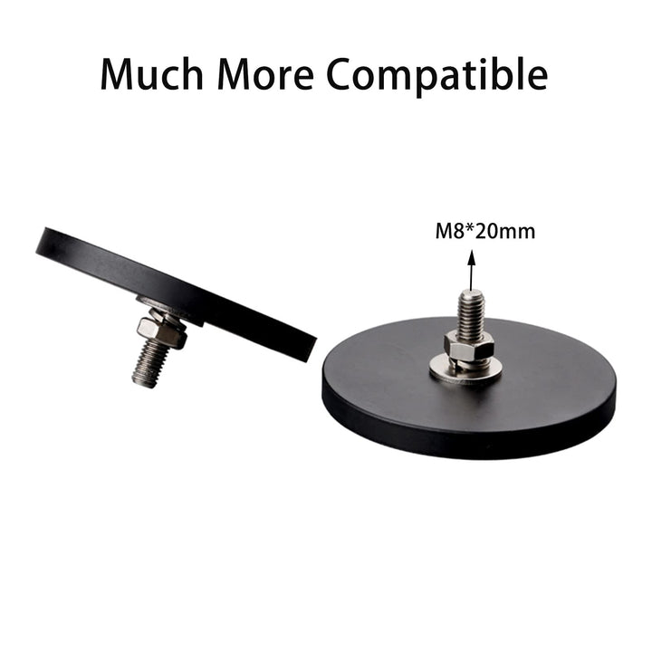 MUTUACTOR 2Pack 105lb Anti-Scratch Neodymium Rubber Coated Magnet for Off-Road Vehicle Lighting,Strong Magnetic Base with M8 Male Thread for Led Working/Signal Lights,Antenna