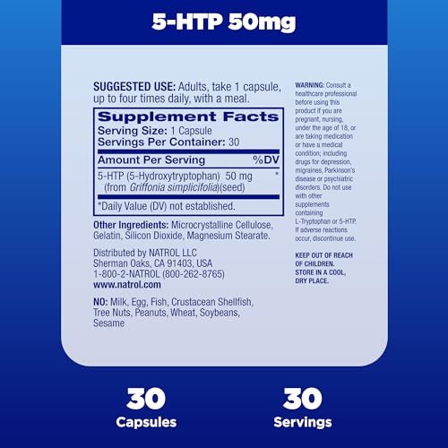 Mood & Stress 5-HTP 50mg, Dietary Supplement Helps Support a Balanced Mood, 30 Capsules, 7-30 Day Supply
