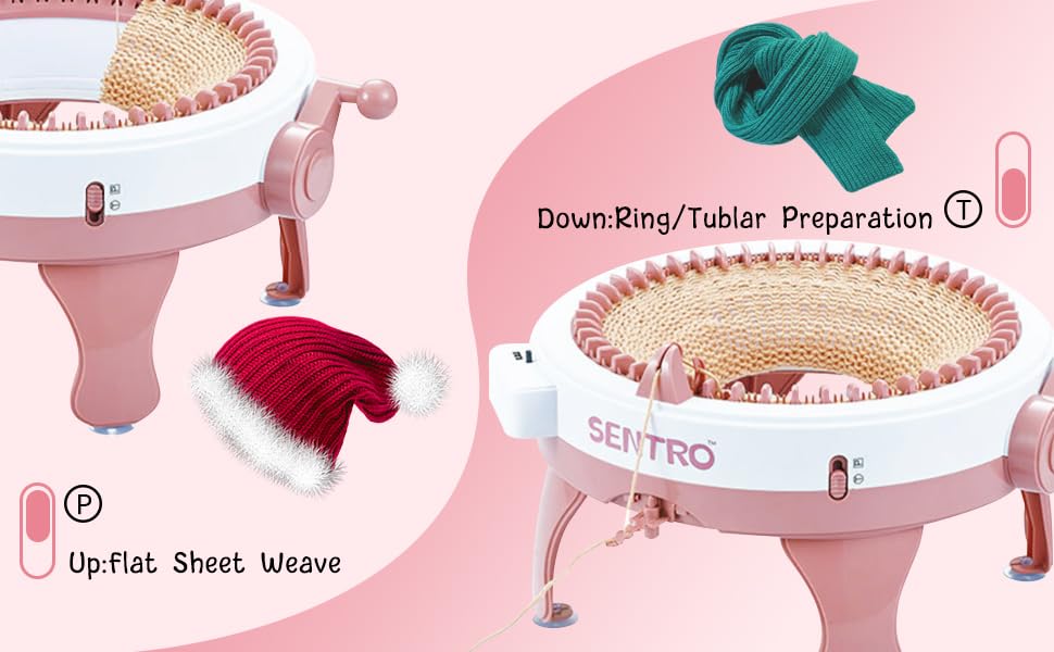 Sentro Knitting Machine, 48 Needles Knitting Loom Machine with Row Counter, Knitting Board Rotating Double Knit Loom Machine Kit