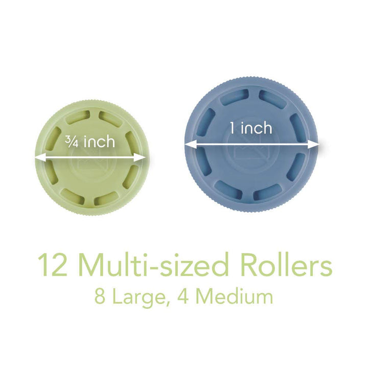 Instant Heat Compact Hot Rollers w/Ceramic Techology; Black Case with Blue and Green Rollers, 12 Count