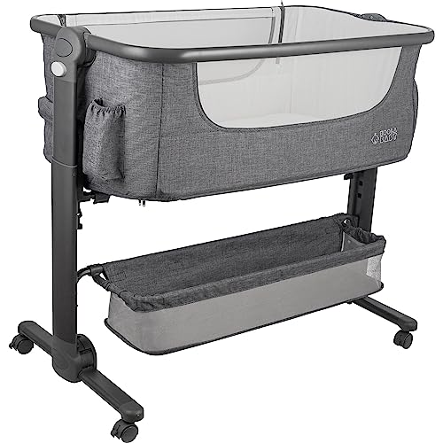 Baby Bassinet, Bedside Sleeper for Baby, Easy Folding Portable Crib with Storage Basket for Newborn, Bedside Bassinet, Comfy Mattress/Travel Bag Included (Bassinet)