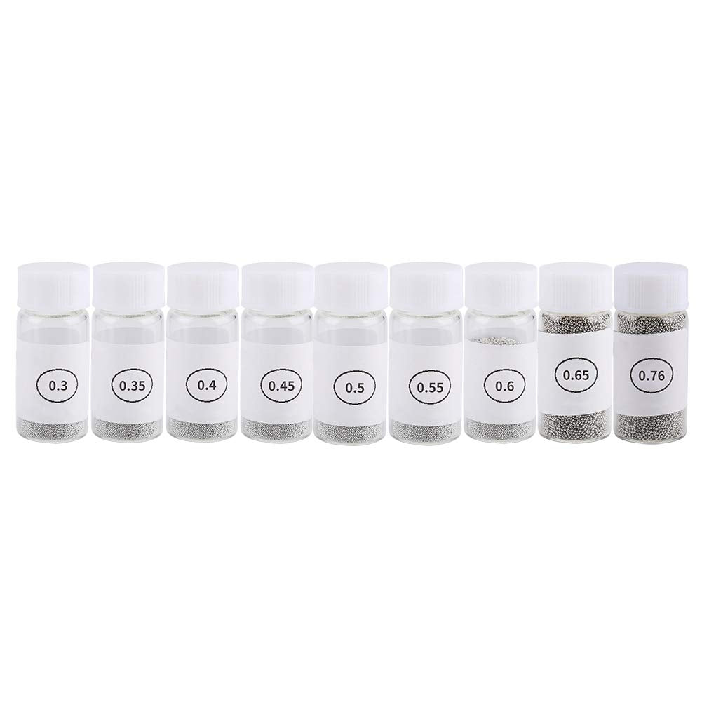 Tin Solder Ball BGA Reballing Soldering Heat Universal Stencil Balls Reball Ball BGA Ball for GPU CPU IC Chip PCB(9 bottles 0.3mm-0.76mm)
