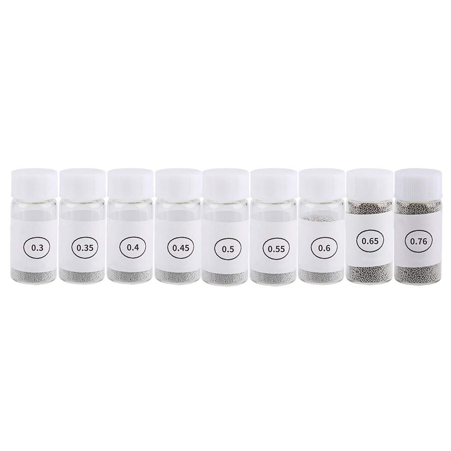 Tin Solder Ball BGA Reballing Soldering Heat Universal Stencil Balls Reball Ball BGA Ball for GPU CPU IC Chip PCB(9 bottles 0.3mm-0.76mm)