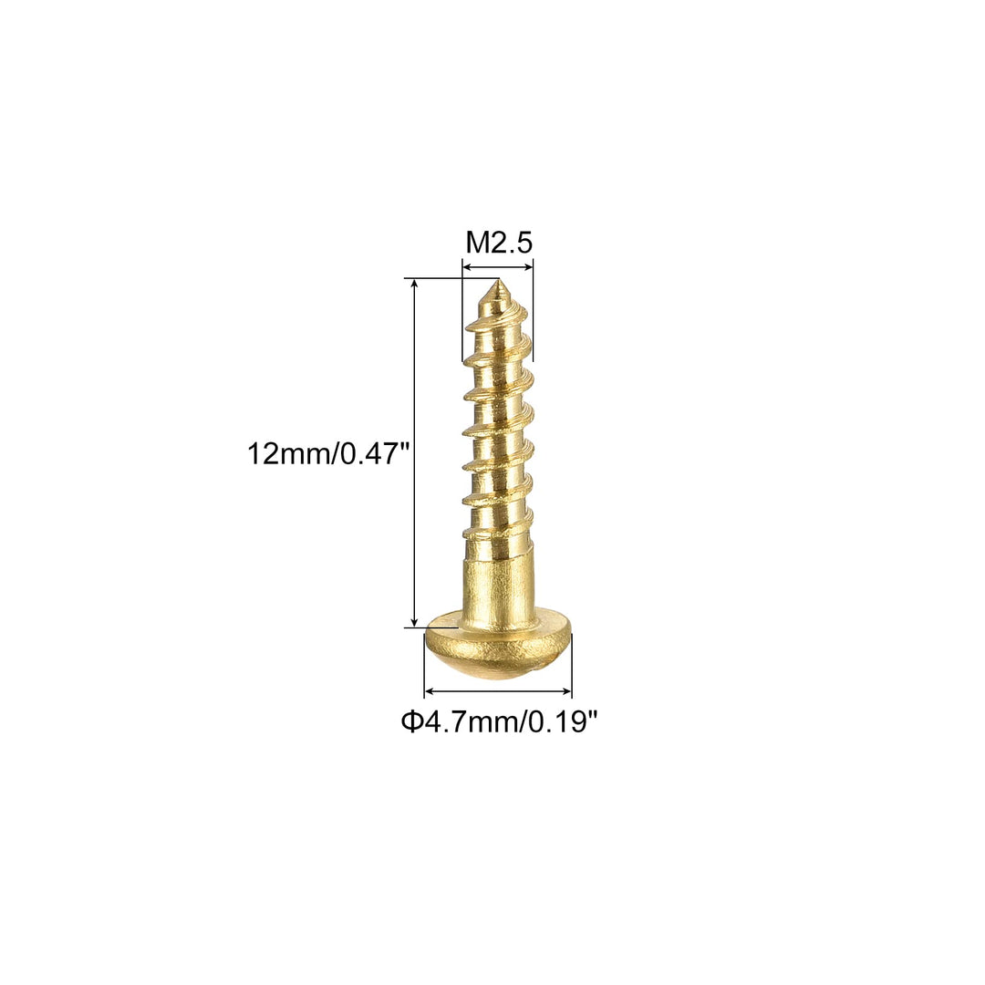 Wood Screws M2.5 x 12mm Slotted Round Head Brass Self-Tapping Screw 100 Pcs