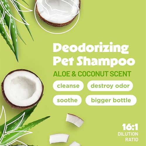 Deodorizing Dog Shampoo for Smelly Dogs, Professional Dog Shampoo, Powerful Odor Control, Puppy Safe, Aloe & Coconut Scent, 1 Gallon