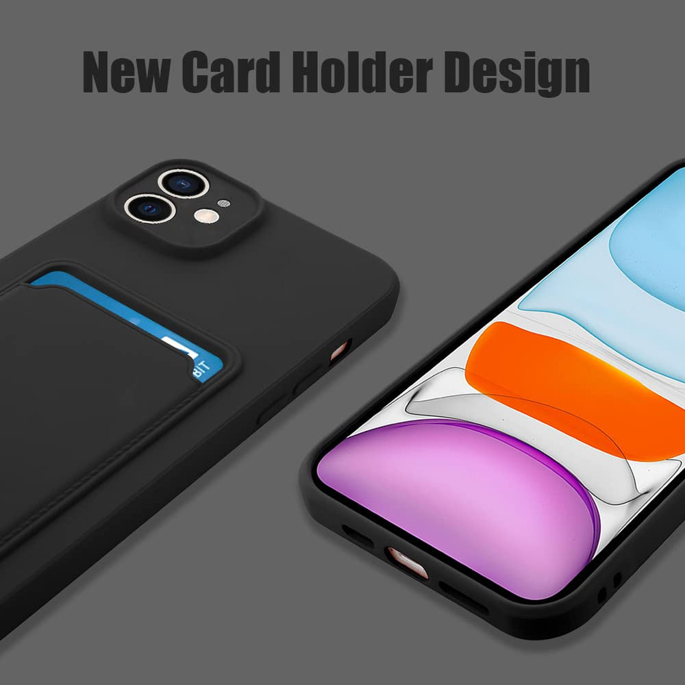 TPU Wallet Compatible with iPhone 11 Case, Camera Protection Cover + Screen Protector, Push-able Card Slot Case Girls Women -Cow