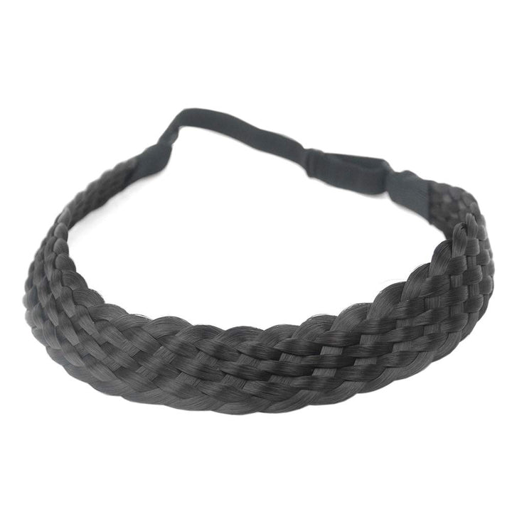 8 Plaited Braided Headband Hair Band Synthetic Hairpieces Braid Wig Piano Two Tone Colors Accessories for Women Girl Wide 1.2 Inch (Brown Black #1B/6B)