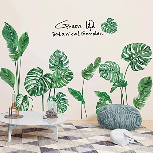Creative Girls Nursery Room Wall Decoration Art Decor Decals 3D DIY Green Plants Fresh Leaves Peel Stick Wall Stickers Murals Paper for Kids Baby Bedroom Living Room Office Bathroom Wall Corner